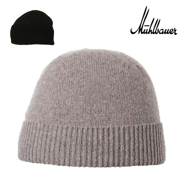 ミュールバウアー フォルドアップビーニー ホールガーメント 黒 グレー Muhlbauer MUHLBAUER（ミュールバウアー） フォルドアップビーニー ホール