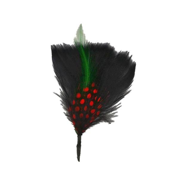 帽子の羽根飾りA/黒（赤いドット・差し色グリーン）｜lion-do｜02