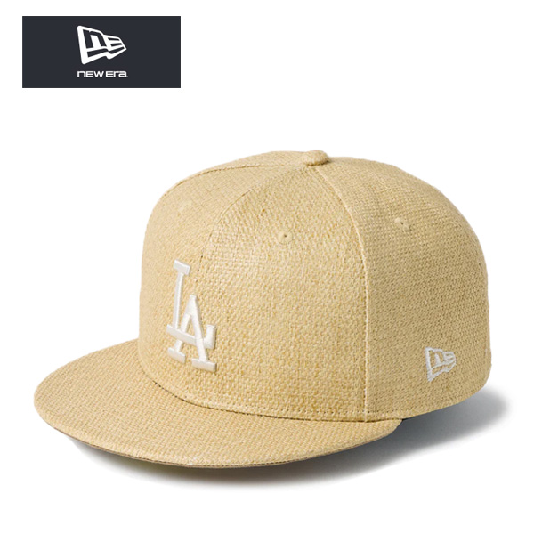 LA刺繍　ドジャース　麦わら　帽子　ストロー　キャップ 59FIFTY ニューエラ 麦わら風 キャップ ロサンゼルス・ドジャース