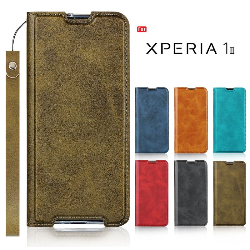 Xperia 1 II ケース 手帳型 スマホケース カバー ストラップ付き