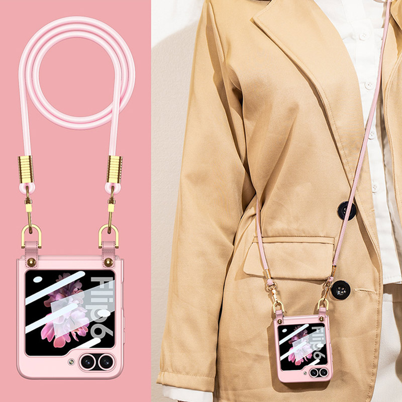 Galaxy Z Flip6 ケース カバー ショルダーストラップ付き 両手自由