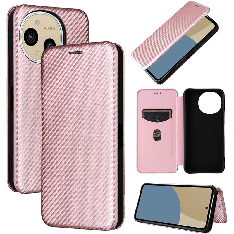 AQUOS sense sense10 sense9 共用 ケース 手帳型 炭素繊維素材 ベルト