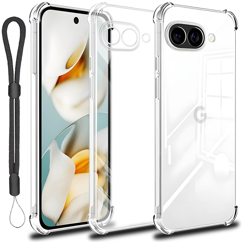 Google Pixel 9a ケース クリア Google Pixel 9a カバー 背面 手触りの良いTPU素材 軽量 薄型 耐摩擦 衝撃吸収 ストラップ付き | Google Pixel 9 | 01