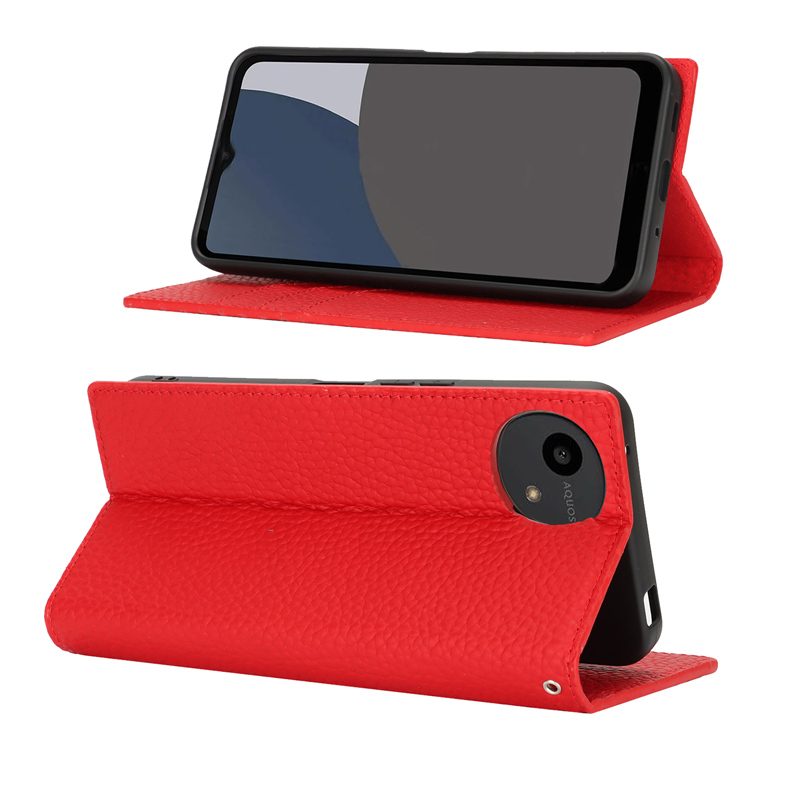 AQUOS wish 本革 wish5 ケース 手帳型 カバー ストラップ付き ベルト