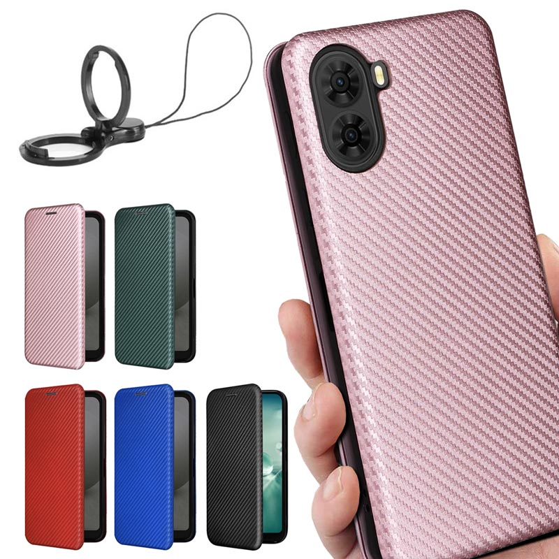 nubia ZTE nubia S2 ケース 手帳型 A504ZT対応 炭素繊維風素材 ベルト