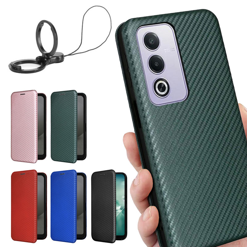 OPPO A A5 5G/OPPO A3 5G 共用 ケース 手帳型 炭素繊維風素材 ベルト