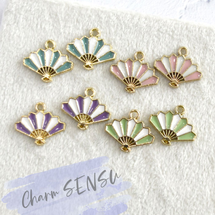 2個】 扇子 チャーム / 和風 せんす うちわ fan フレーム カン付き