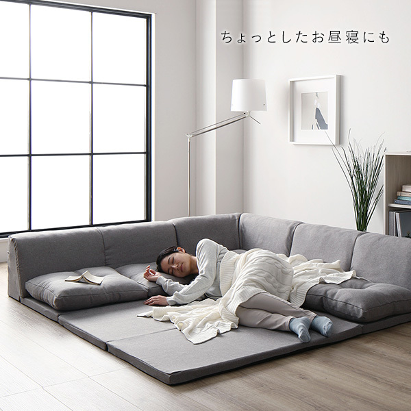 日本製 フロアマット付き ソファセット 〔ブラウン〕 麻風織り生地