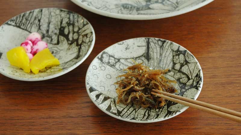 Lisa Larson（リサラーソン） 森と動物の絵皿 4寸皿 益子焼 Japan