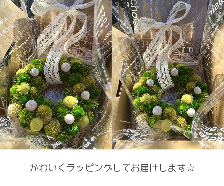 プリザーブドフラワー壁掛け クリスマス リース プレゼント 誕生日 グリーングリーン lpm0037 商品イメージ1