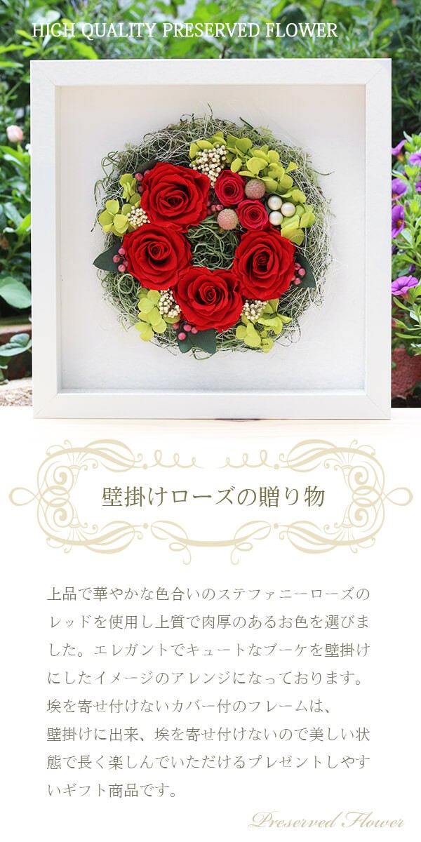 赤い上品なローズのプリザギフト壁掛け lpm0096 商品イメージ0