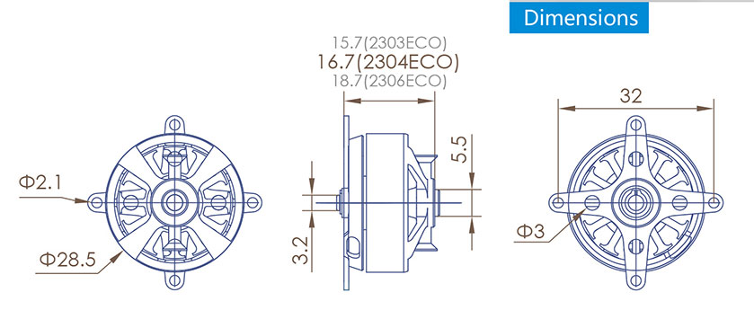 デュアルスカイ ECO 2304C-V2 アウトランナーブラシレスモーター 2204