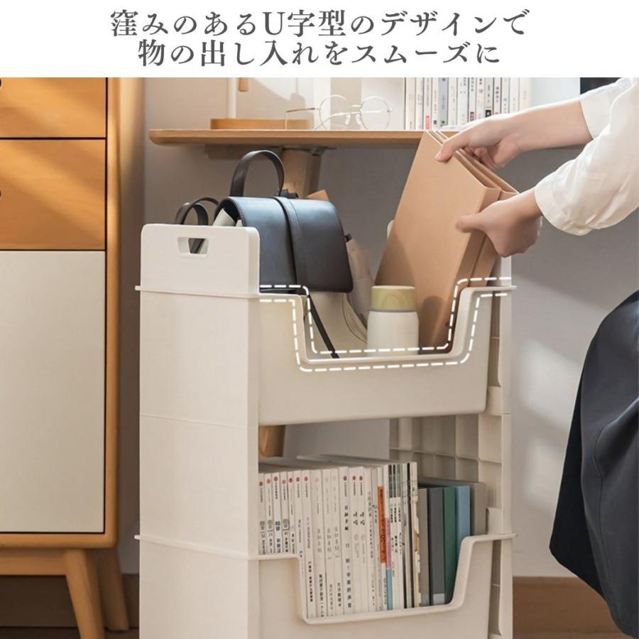 デスクワゴン キャスター付き スリム マガジンラック サイドワゴン