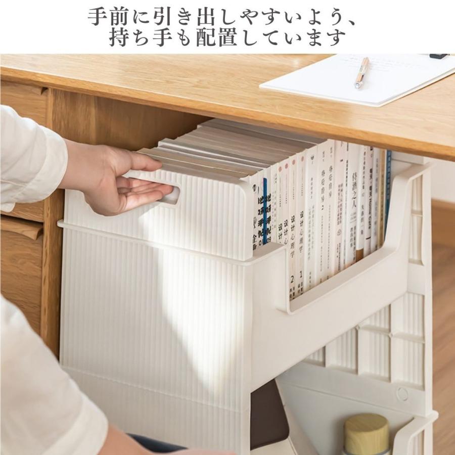 デスクワゴン キャスター付き スリム マガジンラック サイドワゴン