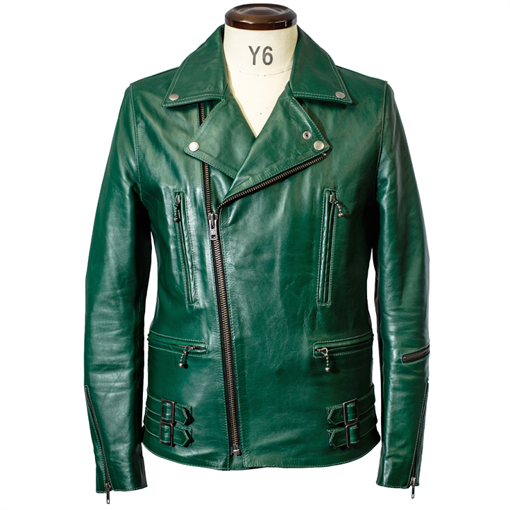 希少カラー リューグーレザーズ 本革 ダブルライダースジャケット グリーン М 希少カラー リューグーレザーズ 本革 ダブルライダースジャケット