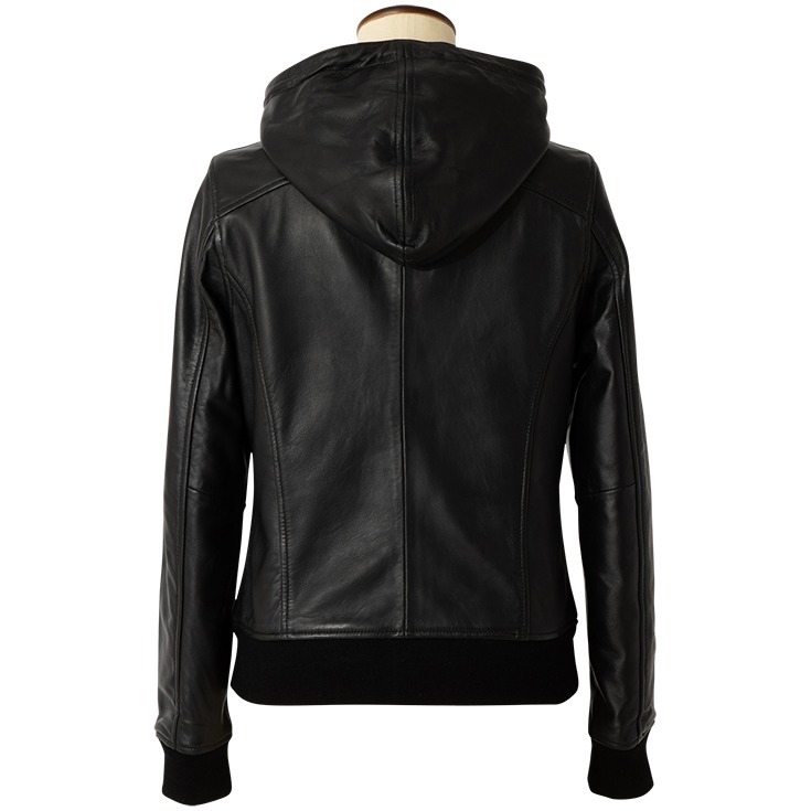 Liugoo Leathers LIUGOO 本革 レザーハイネックパーカー レディース 