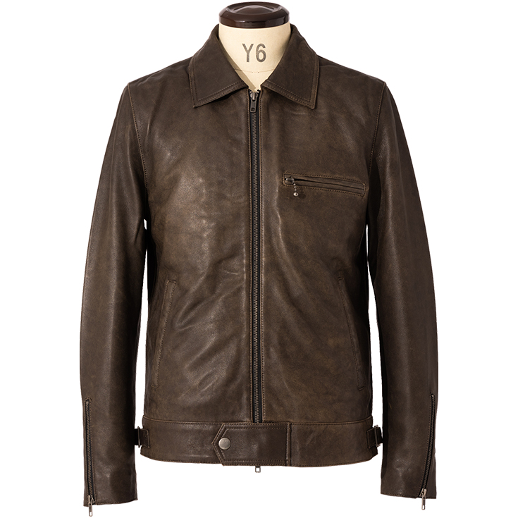 美品2XL リューグーレザーズ 3way シングルライダース 襟ボアライナー 茶 Liugoo Leathers 本革 UK襟付きシングルライダースジャケット