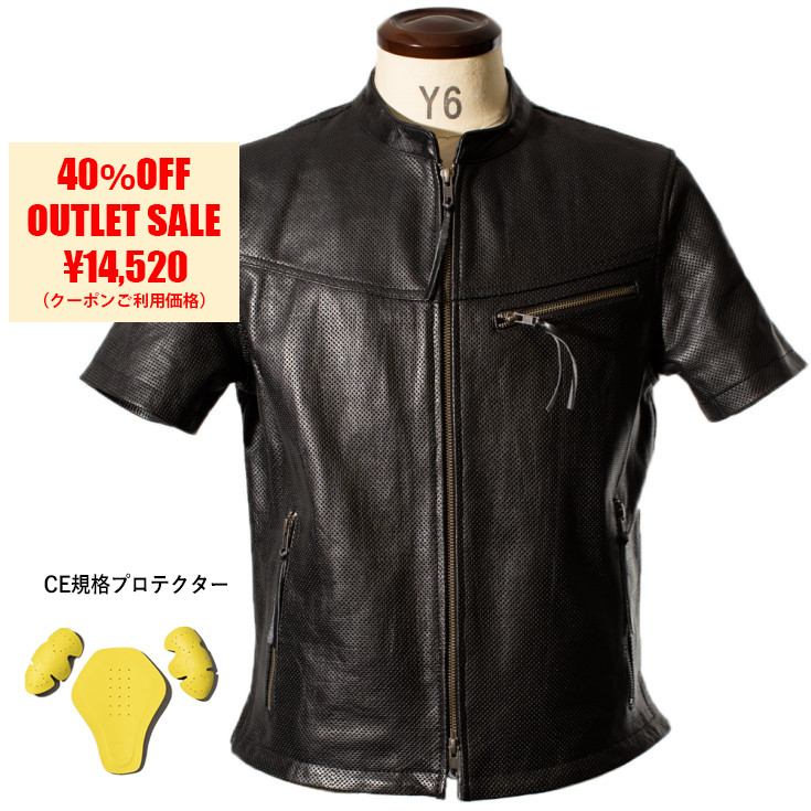 Liugoo Leathers 本革 メッシュレザーTシャツ メンズ