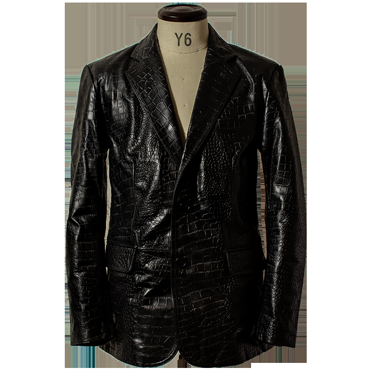 極美品 最高峰! リアルクロコダイル ワニ革×羊革 レザージャケット 日本製 M 50%OFFクーポン】FILLMORE 本革 クロコダイルテーラードジャケット