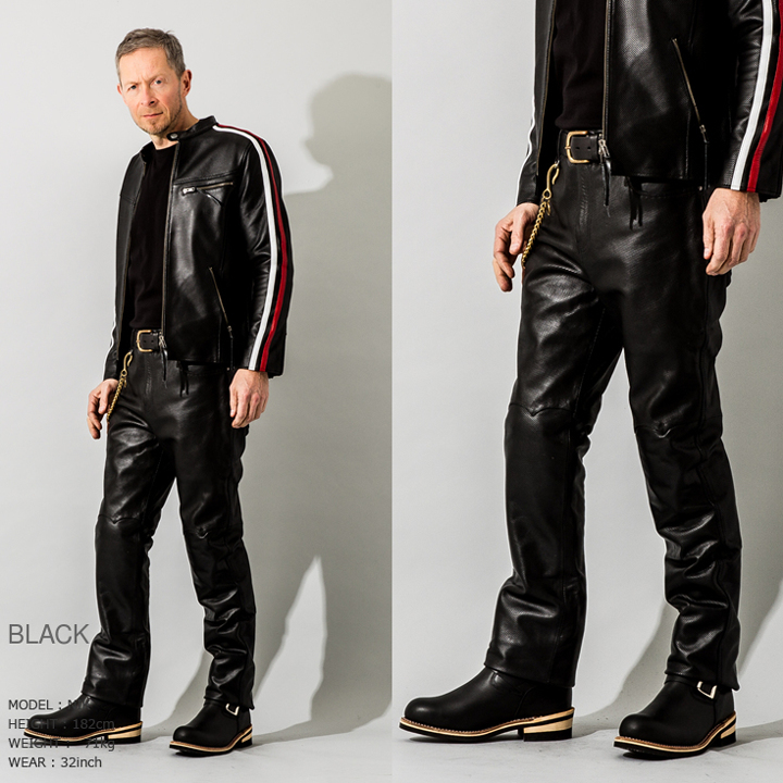 Liugoo Leathers 本革 メッシュレザーパンツ メンズ リューグー