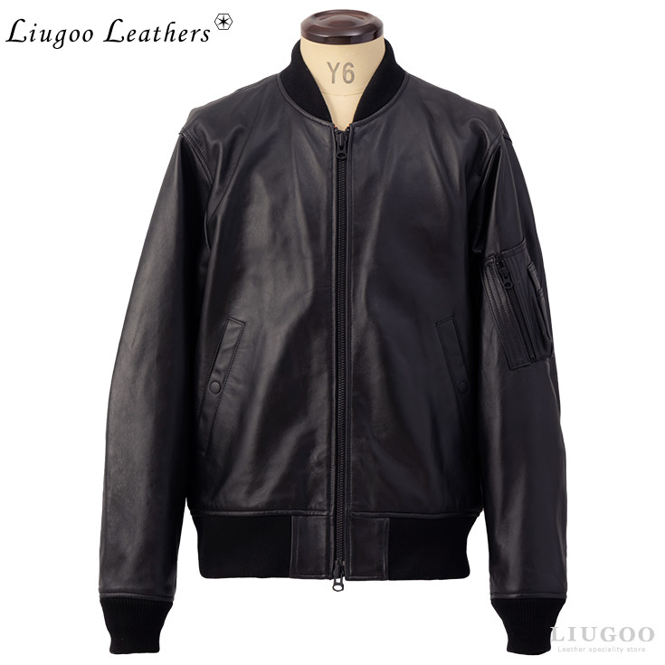 Liugoo Leathers 本革 MA-1フライトジャケット メンズ Liugoo Leathers 本革 MA-1フライトジャケット メンズ