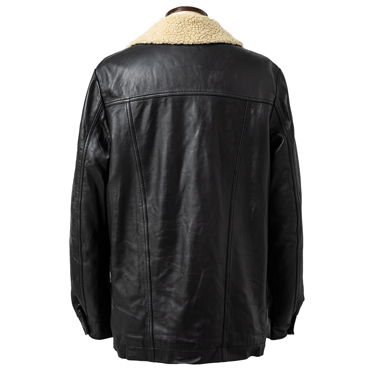 Liugoo Leathers 本革 総ボア レザーランチコート メンズ リューグー