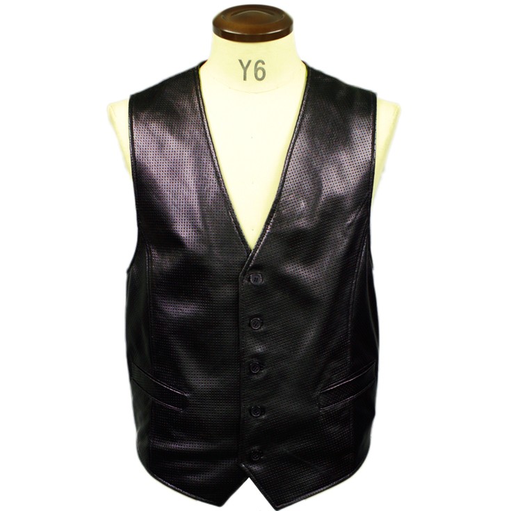 France Brand 本革 メッシュレザーフォーマルベスト メンズ フランスブランド トップス 6962 本革ベスト ジレ ジレ チョッキ 皮ベスト レザーベスト N 01 本革レザージャケットのリューグー レザージャケット 黒 本革ベスト 海外で買