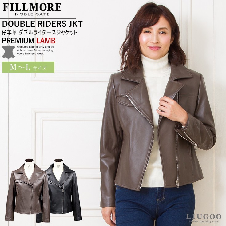 FILLMORE 本革 ダブルライダースジャケット レディース フィルモア DRY06LA 軽くて丈夫！ ライダースジャケット レザージャケット  革ジャン 皮ジャン 黒 : n102879-02 : 本革レザージャケットのリューグー - 通販 - Yahoo!ショッピング