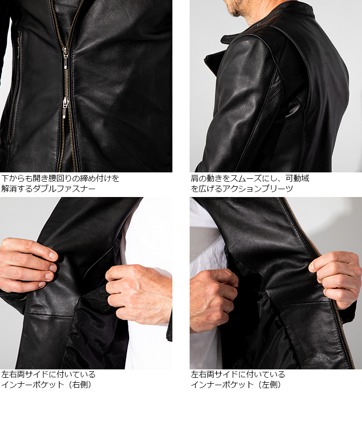 LIUGOO LEATHERS 牛革 A-2ジャケット 黒 Liugoo Leathers LIUGOO 本革 キャスケード ダブルライダース