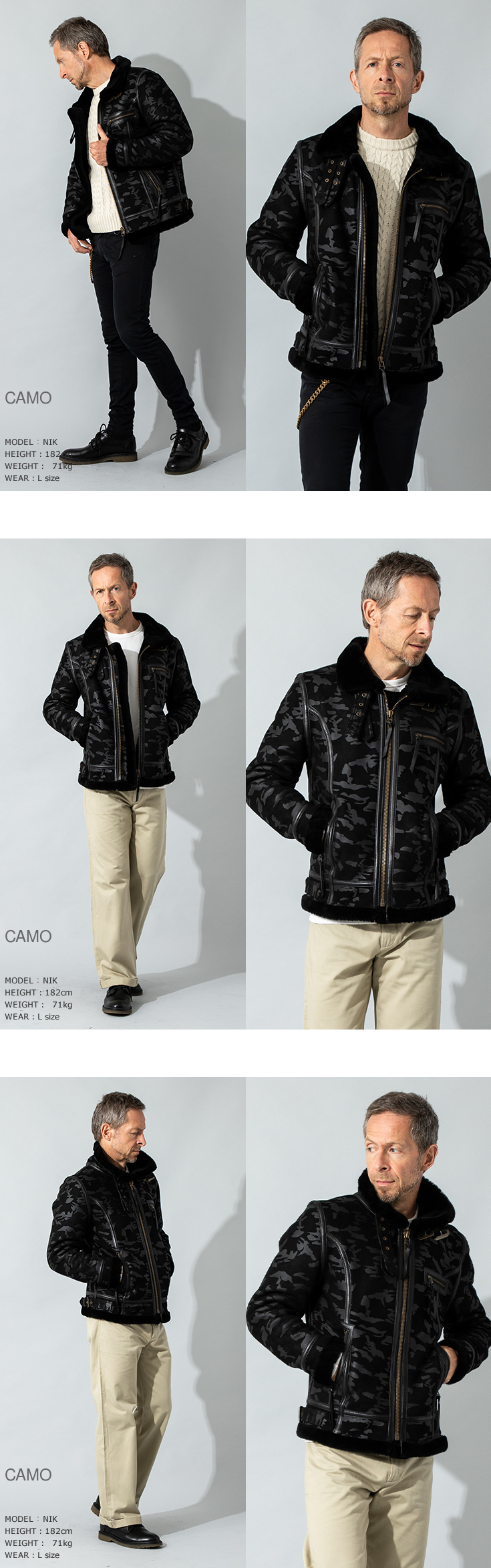 リューグーレザー　HORN WORKS B-3 ムートンレザー　Lサイズ 楽天市場】Liugoo Leathers 本革 B-3タイプライダース ムートン