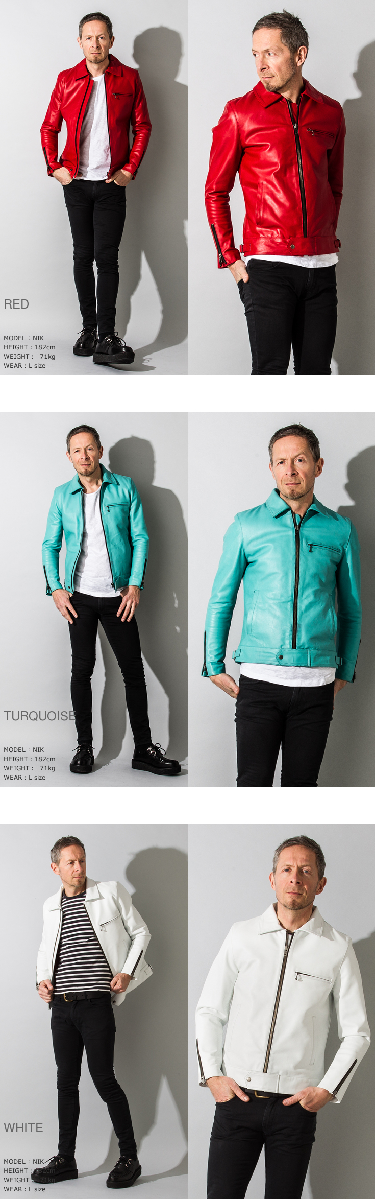 Liugoo Leathers 本革 UK襟付きシングルライダースジャケット メンズ