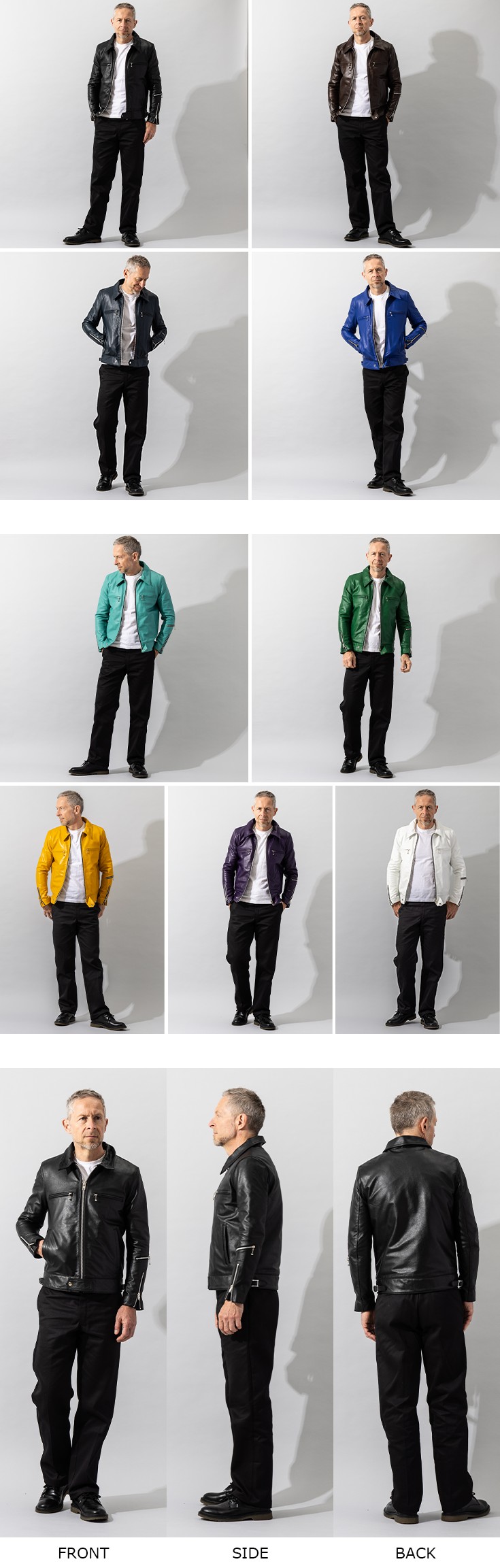 Liugoo Leathers 本革 UK襟付きシングルライダースジャケット メンズ