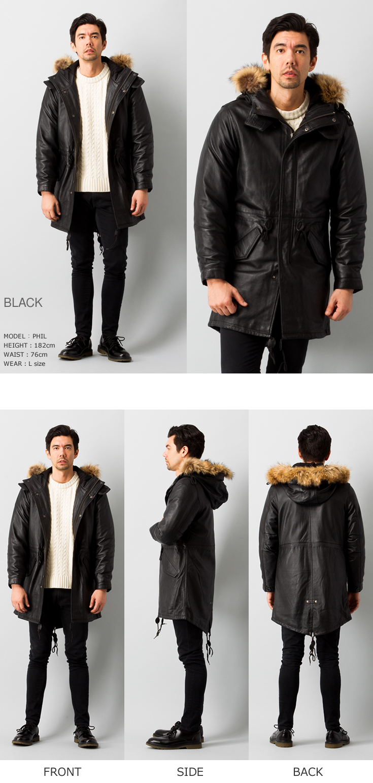 Liugoo Leathers 本革 レザーM-51モッズコート メンズ