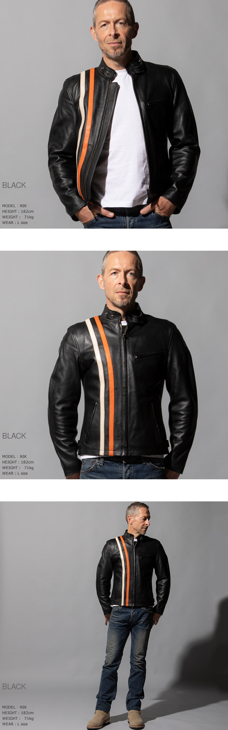 Liugoo Leathers 本革 プロテクター付シングルライダースジャケット