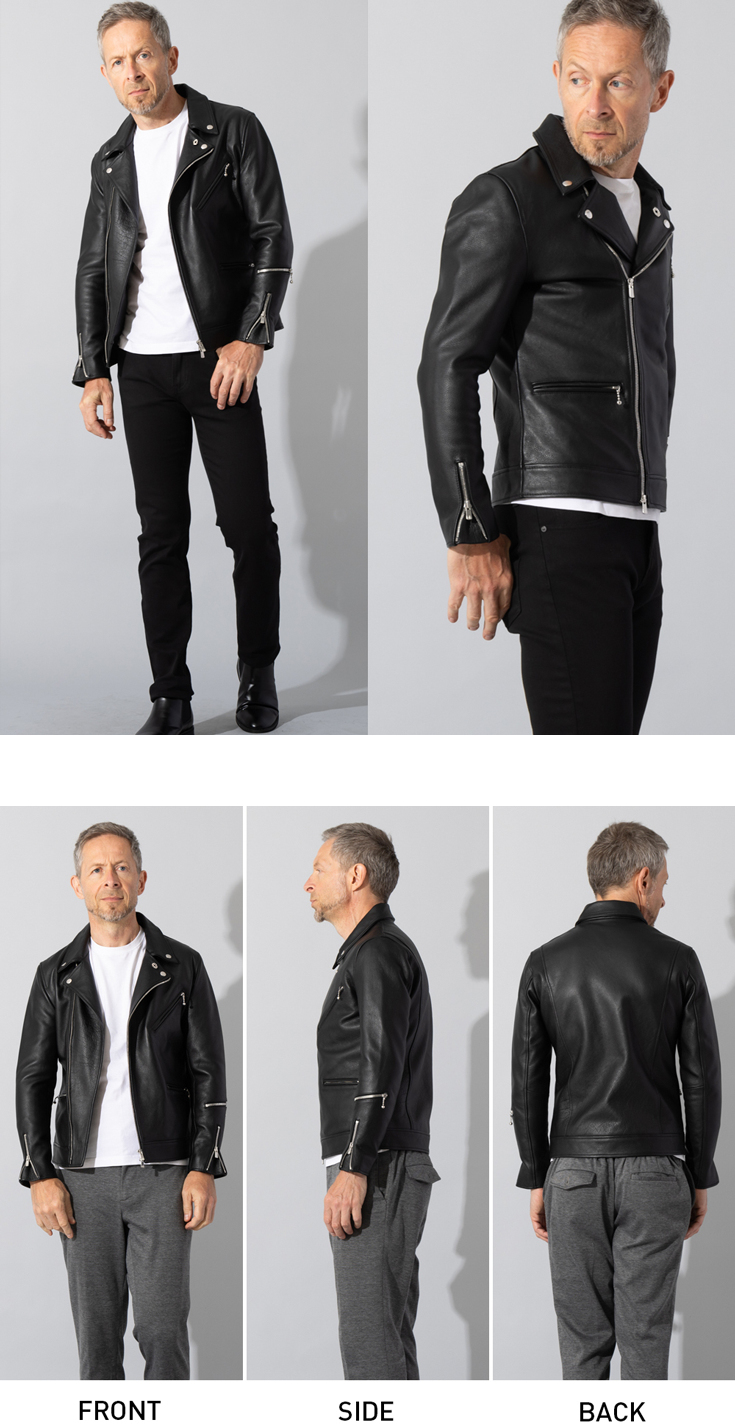 Liugoo Leathers LIUGOO PLUS 本革 ダブルライダースジャケット メンズ