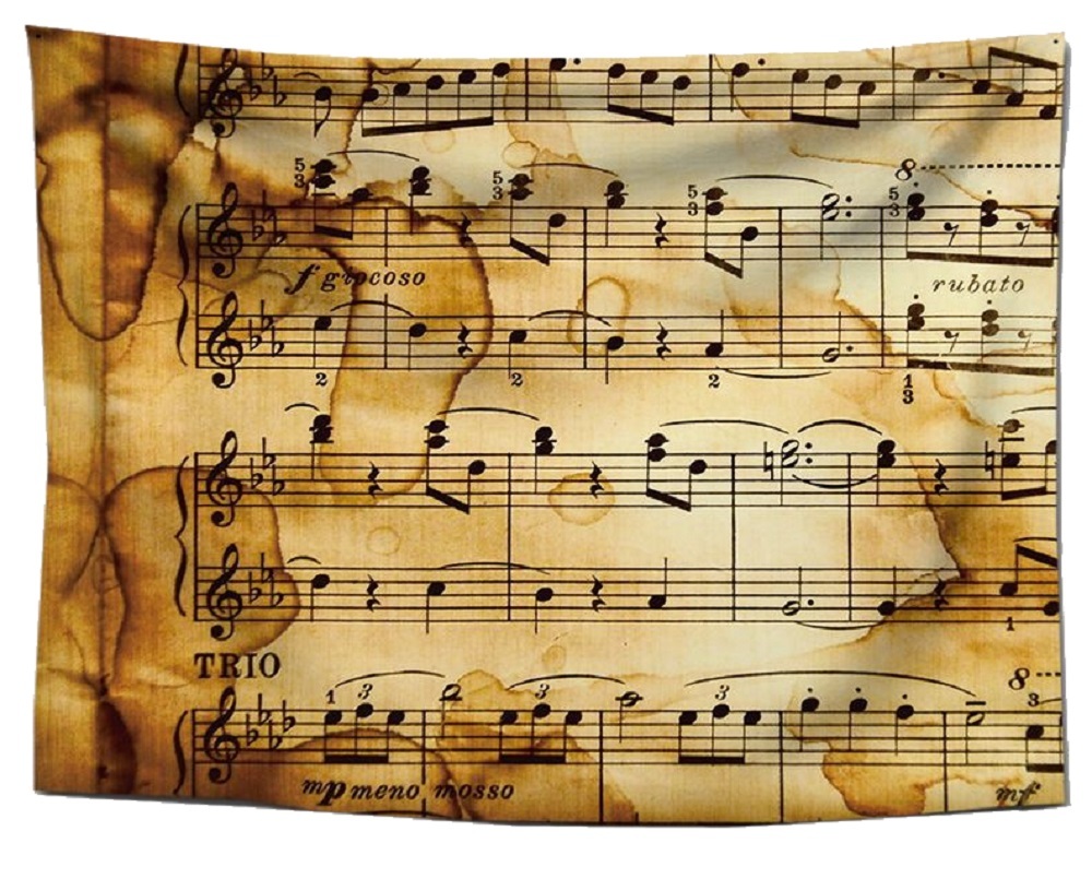 タペストリー 楽譜 音符 ピアノ 音楽 レトロ ヴィンテージ