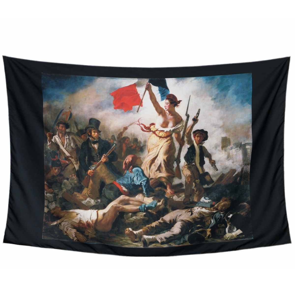 民衆を導く自由の女神ドラクロワ 額縁付レプリカ絵画 大型アート131×105cm