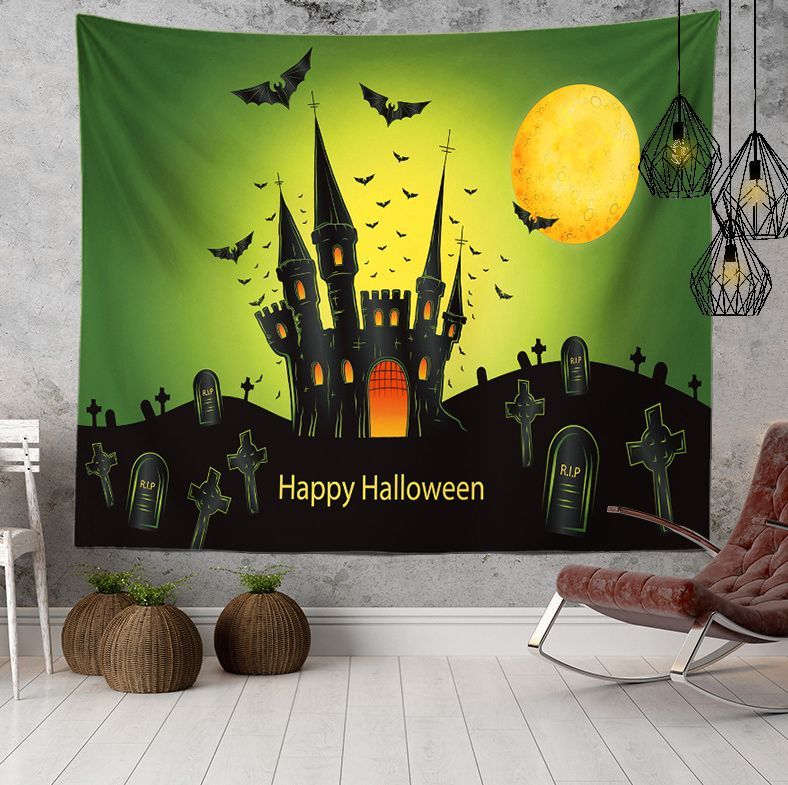 タペストリー ハロウィン イベント パーティー 黒猫 かぼちゃ 装飾 月