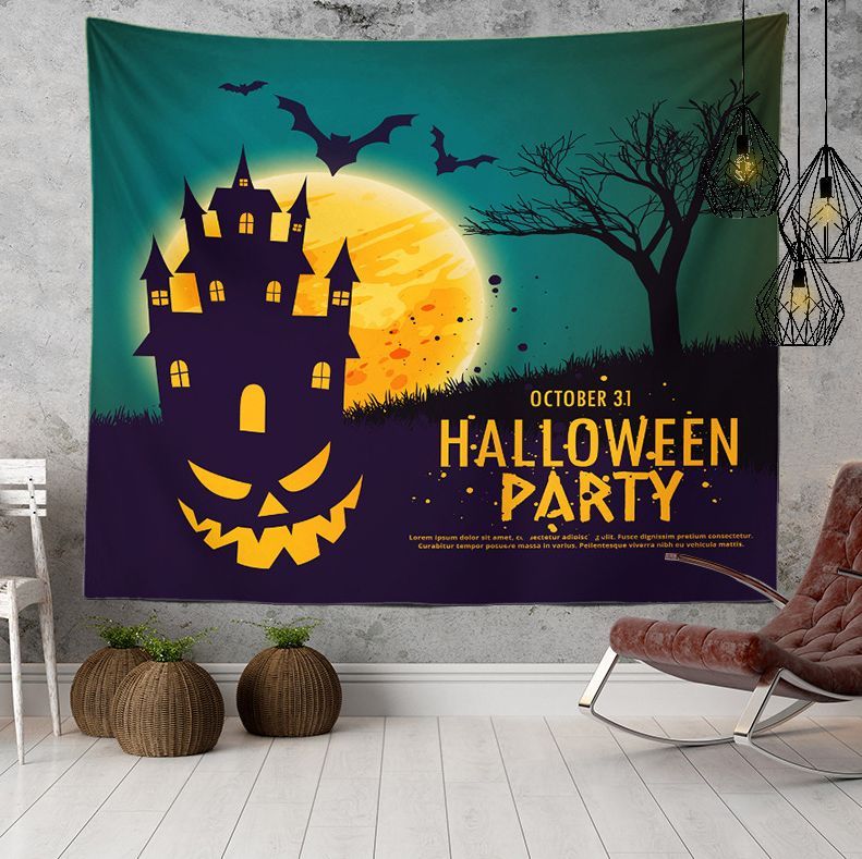 タペストリー ハロウィン イベント パーティー 黒猫 かぼちゃ 装飾 月