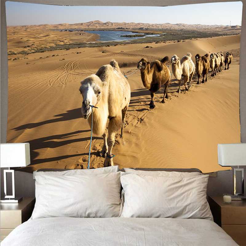 タペストリー 砂漠 荒野 らくだ 砂丘 荒地 エジプト 北欧 写真 撮影 背景 おもしろ だまし絵 ...