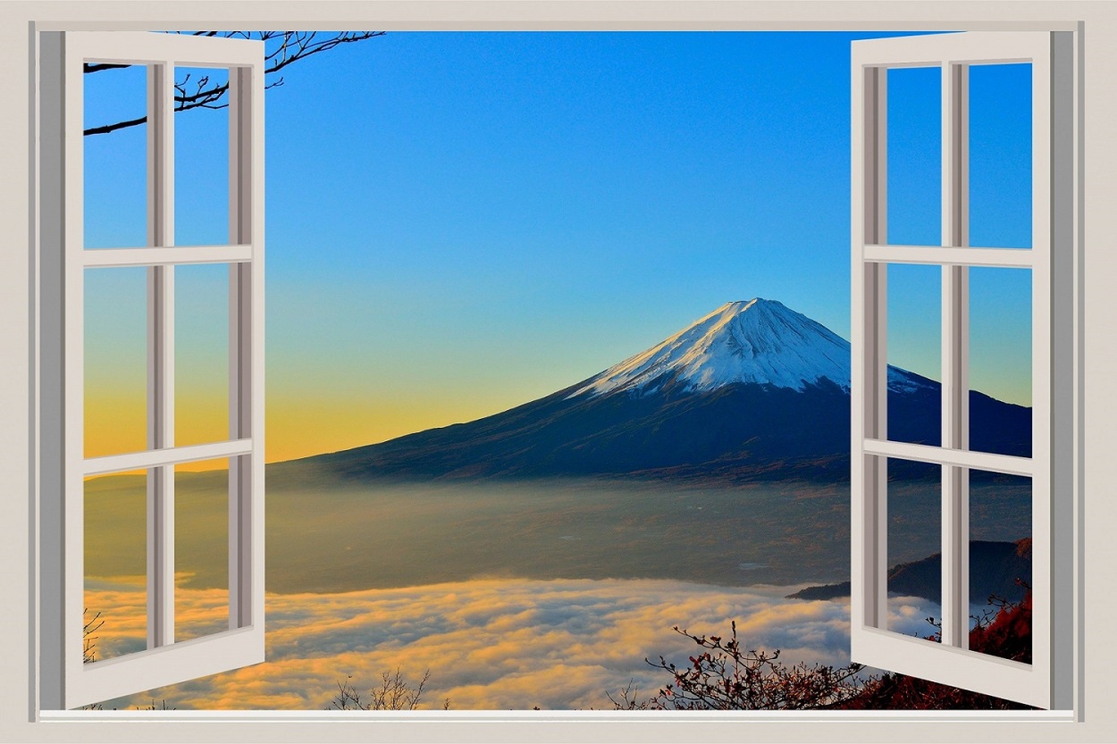タペストリー 富士山 風景 絶景 景色 窓 だまし絵 森 山 和風 きれい さわやか 癒し おしゃれ...