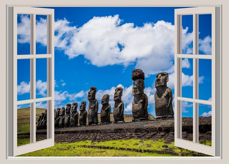 タペストリー 世界遺産 モアイ イースター ハワイ 火山 エアーズロック