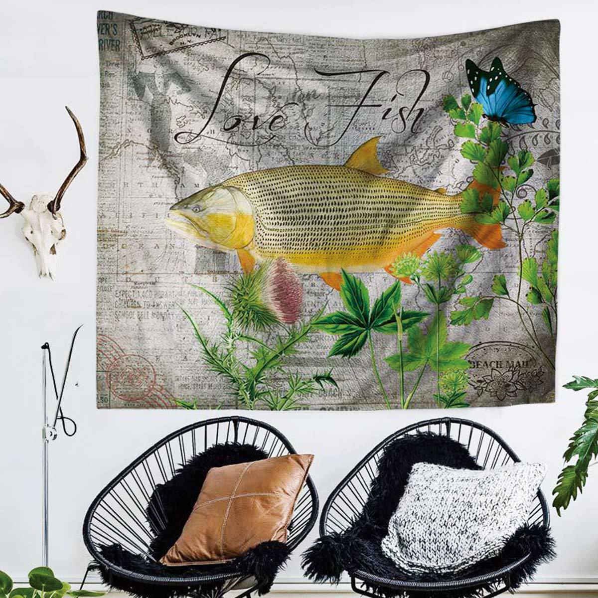 タペストリー 魚 魚柄 fish ブラックバス ピーコックバス トラウト