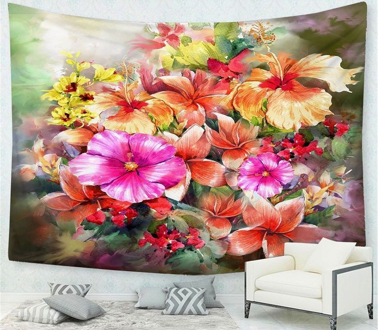 格安新品 インテリア タペストリー 油絵 花 フラワー 春 草花 ペイント 花畑 ボタニカル トロピカル おしゃれ 北欧 風景 大判 大きい Babylonrooftop Com Au