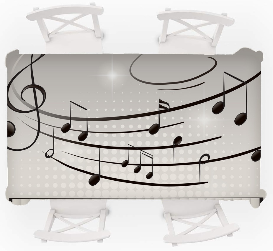 テーブルクロス 音符 鍵盤 ピアノ 音楽 楽譜 メロディ 記号 ト音記号