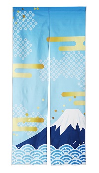のれん 暖簾 180cm丈 富士山 金富士 縁起 開運 ロング 丈 飾り 装飾