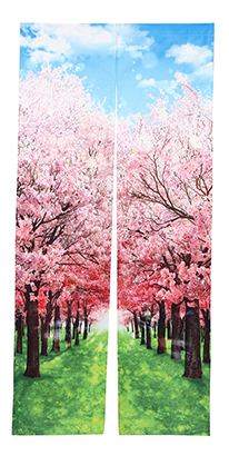 のれん 暖簾 180cm丈 春 桜 桜並木 花 ロング 丈 飾り 装飾 おしゃれ