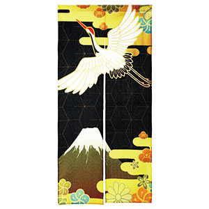 のれん 暖簾 180cm丈 鶴 富士山 浮世絵 和柄 ロング 丈 飾り おしゃれ
