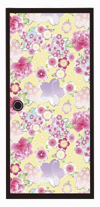のれん 暖簾 花柄 ふすま 襖 ドア 和室 入口 ジョーク だまし絵