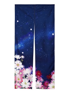 のれん 暖簾 180cm丈 秋 コスモス 涼しい ロング 丈 飾り 装飾